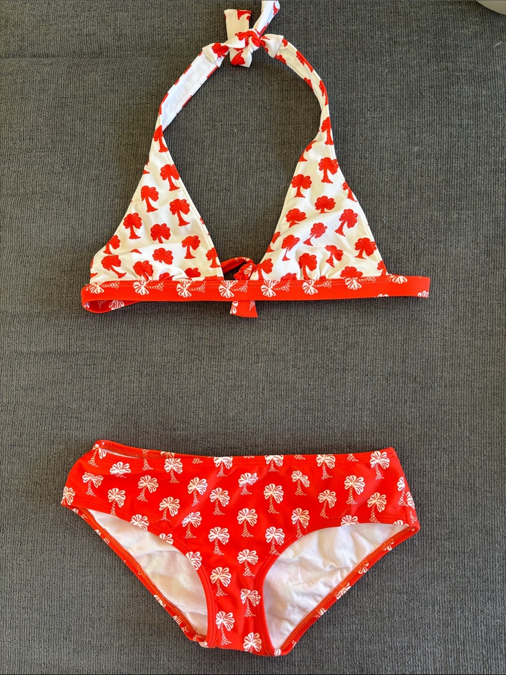 NWOT RARE Salina’s red and white palm tree set, full bottom, Size small